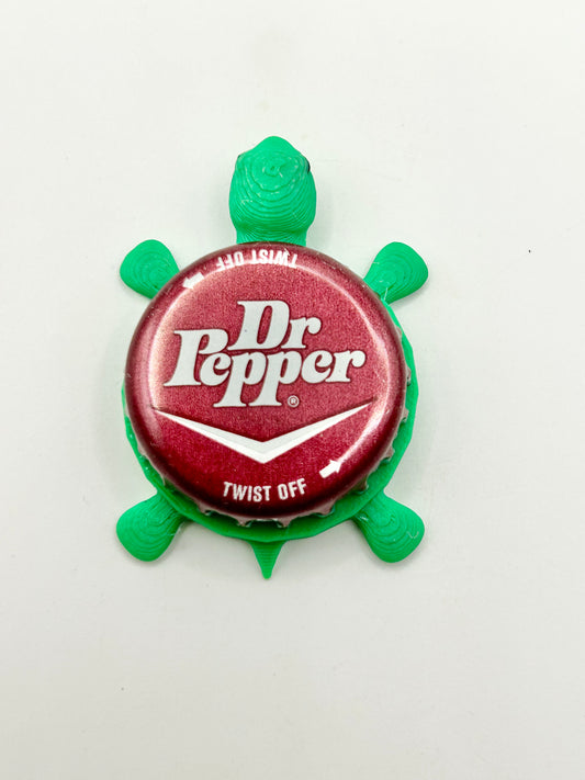 Dr Pepper Soda (Dark Red) - Bottle Cap Magnet Turtle