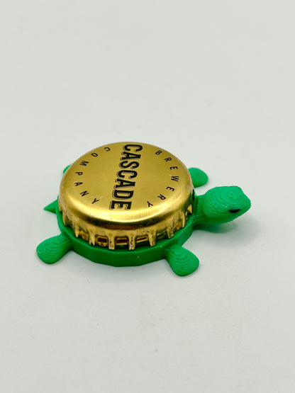 Cascade Brewing - Bottle Cap Magnet Turtle Shell Shocked Art