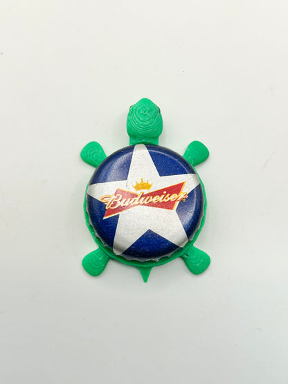 Budweiser Patriotic (Blue and White Star) - Bottle Cap Magnet Turtle Shell Shocked Art