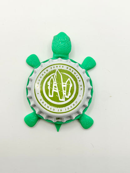 Crooked Fence Brewing - Bottle Cap Magnet Turtle Shell Shocked Art