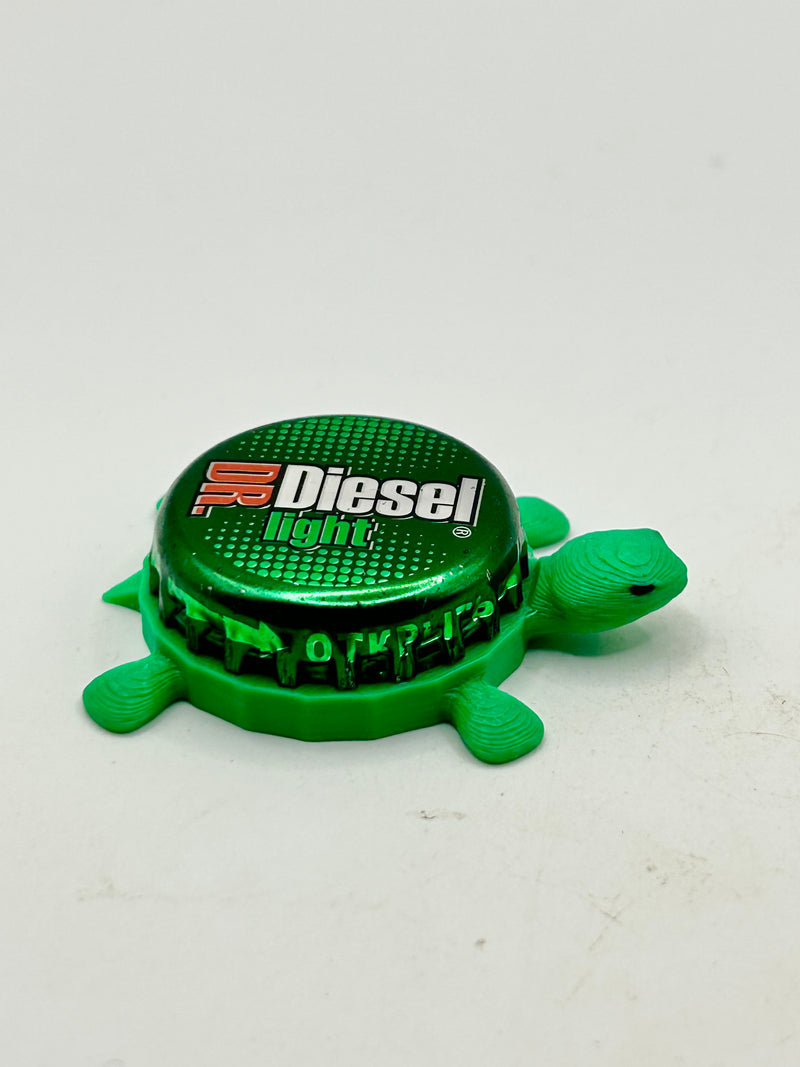 Dr. Diesel Beer Light - Bottle Cap Magnet Turtle Shell Shocked Art