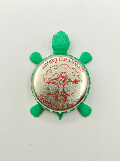 Living the Dream - Bottle Cap Magnet Turtle Shell Shocked Art