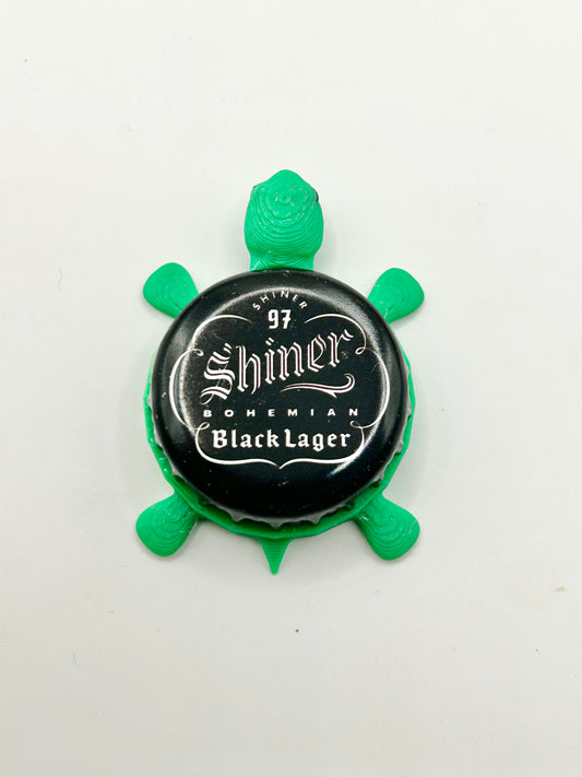 Shiner Bohemian Black Lager - Bottle Cap Magnet Turtle
