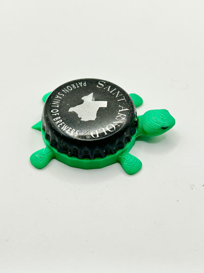 Saint Arnold Brewing (Black) - Bottle Cap Magnet Turtle Shell Shocked Art