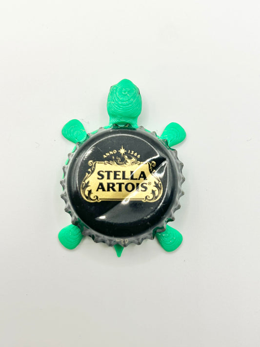 Stella Artois (Black) - Bottle Cap Magnet Turtle