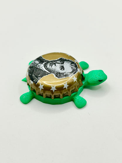 Natty Greene Brewing - Bottle Cap Magnet Turtle Shell Shocked Art