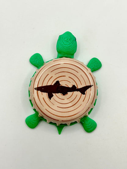 Dogfish Beer - Bottle Cap Magnet Turtle Shell Shocked Art