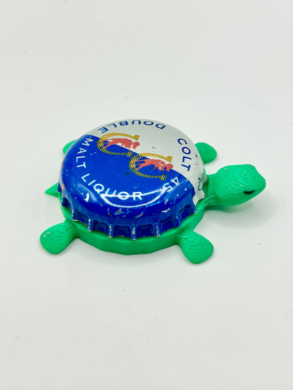 Colt 45 Double Malt Liquor - Bottle Cap Magnet Turtle Shell Shocked Art
