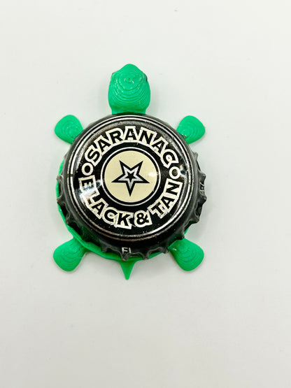 Saranac Black & Tan - Bottle Cap Magnet Turtle Shell Shocked Art