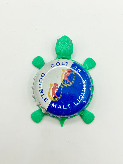 Colt 45 Double Malt Liquor - Bottle Cap Magnet Turtle Shell Shocked Art
