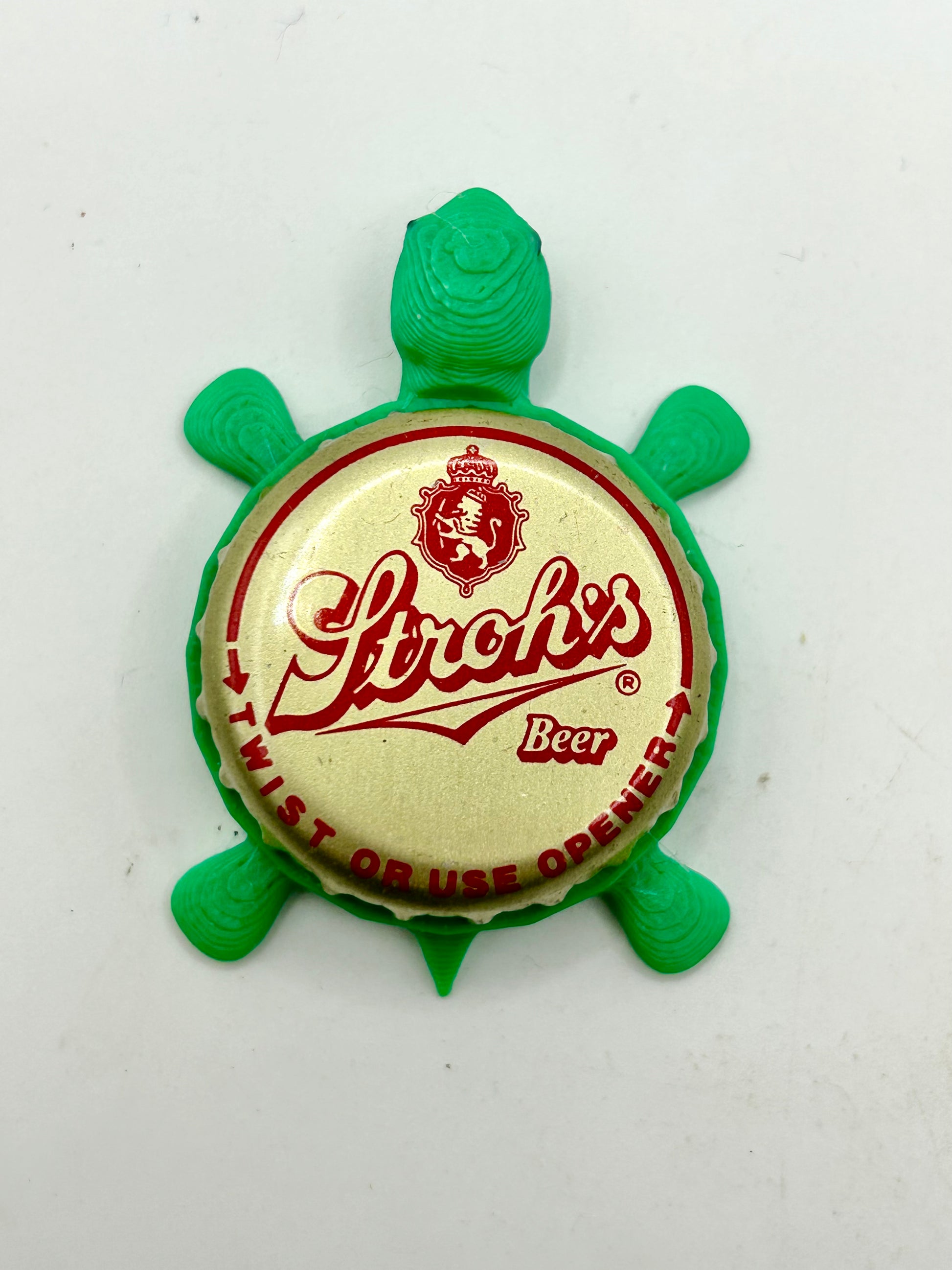 Stroh’s Beer (Chrome) - Bottle Cap Magnet Turtle Shell Shocked Art