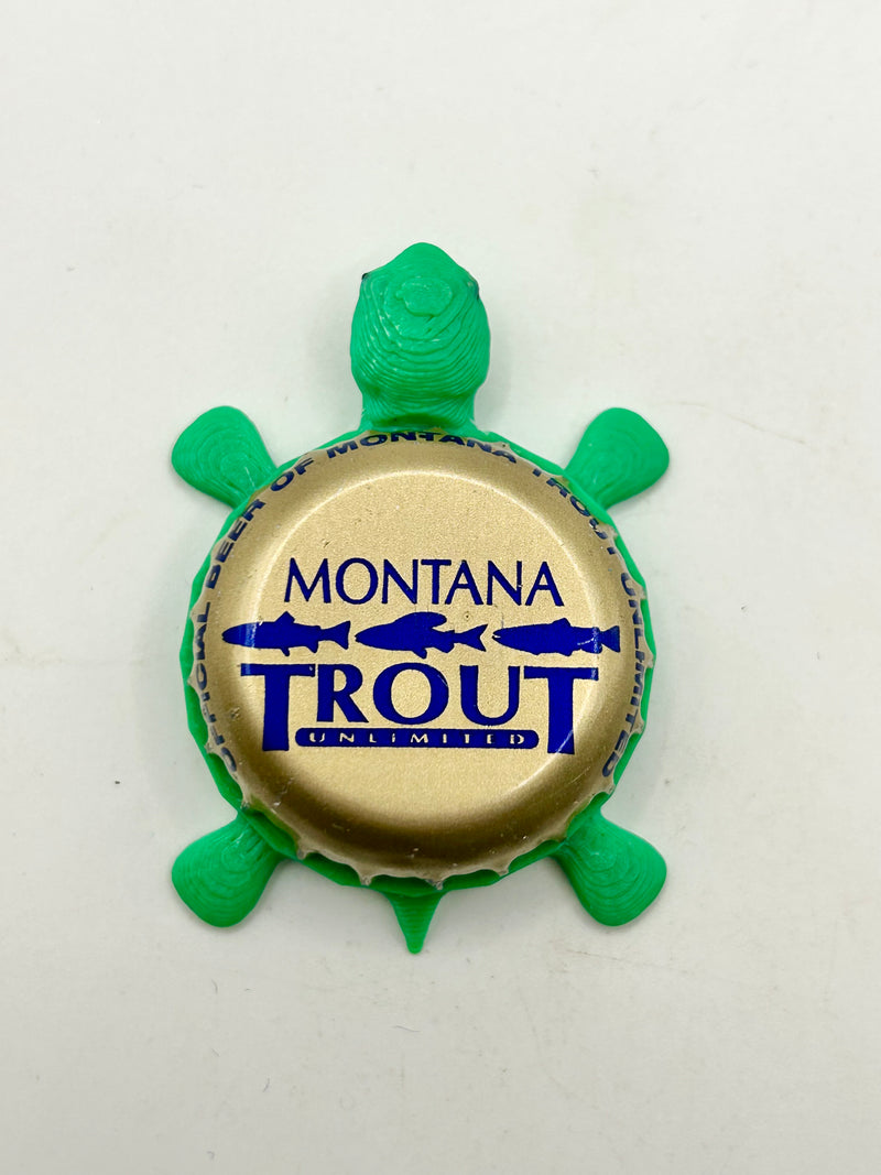 Montana Trout Unlimited - Bottle Cap Magnet Turtle Shell Shocked Art