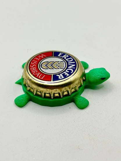 Erdinger Beer - Bottle Cap Magnet Turtle Shell Shocked Art