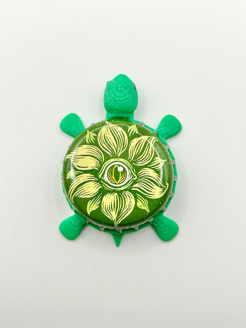 Wicked Weed Freak of Nature - Bottle Cap Magnet Turtle Shell Shocked Art