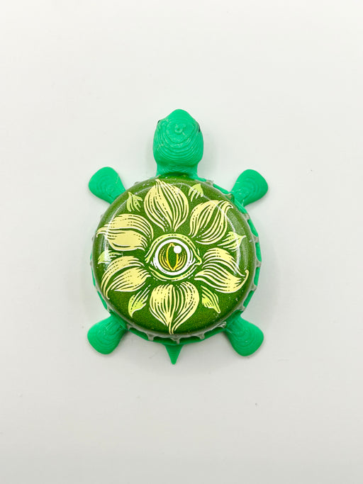 Wicked Weed Freak of Nature - Bottle Cap Magnet Turtle Shell Shocked Art