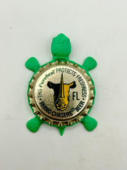 Rhino Chasers Beer (Yellow) - Bottle Cap Magnet Turtle Shell Shocked Art