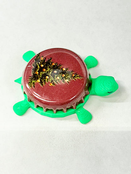 Bell's Christmas Ale - Bottle Cap Magnet Turtle Shell Shocked Art