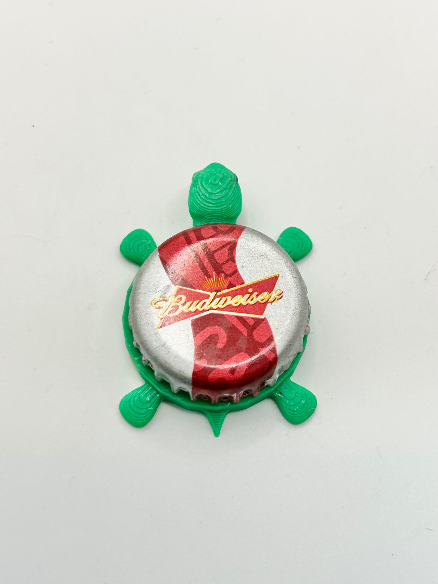Budweiser Patriotic (Red and White) - Bottle Cap Magnet Turtle