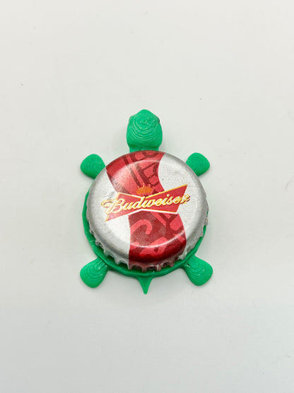 Budweiser Patriotic (Red and White) - Bottle Cap Magnet Turtle Shell Shocked Art