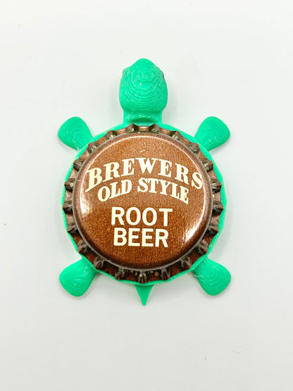Brewers Old Style Root Beer - Bottle Cap Magnet Turtle Shell Shocked Art