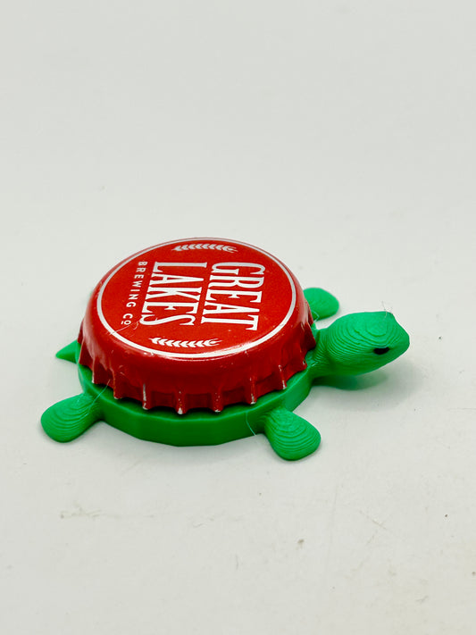 Great Lakes Brewing Co (Red) - Bottle Cap Magnet Turtle Shell Shocked Art