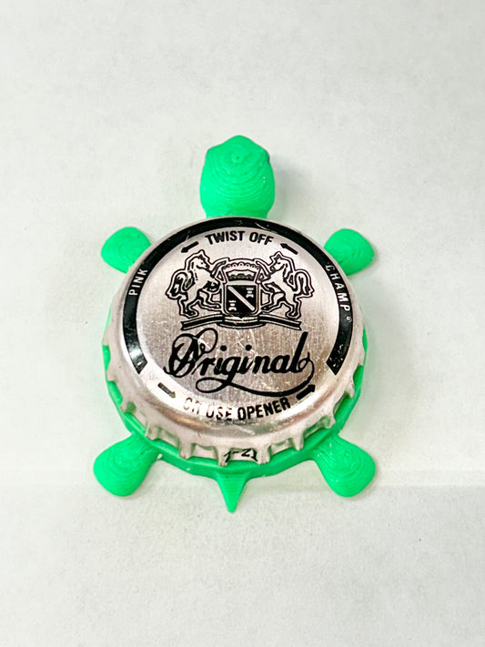 Champagne Velvet Pink Champ - Bottle Cap Magnet Turtle