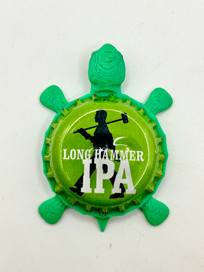 Red Hook Long Hammer IPA (Green) - Bottle Cap Magnet Turtle Shell Shocked Art