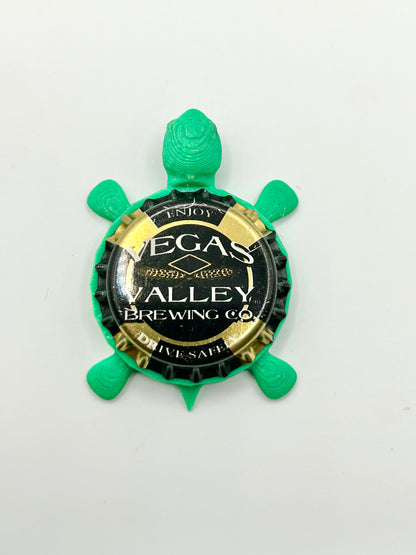 Vegas Valley Brewing - Bottle Cap Magnet Turtle Shell Shocked Art