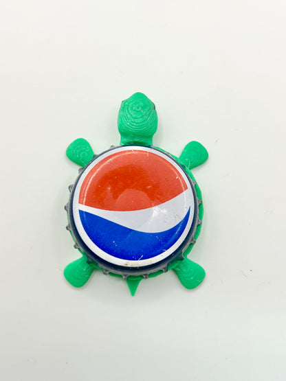 Pepsi Logo (Blue Border) - Bottle Cap Magnet Turtle Shell Shocked Art