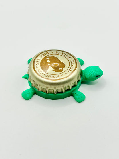 Flying Bison Brewing - Bottle Cap Magnet Turtle Shell Shocked Art