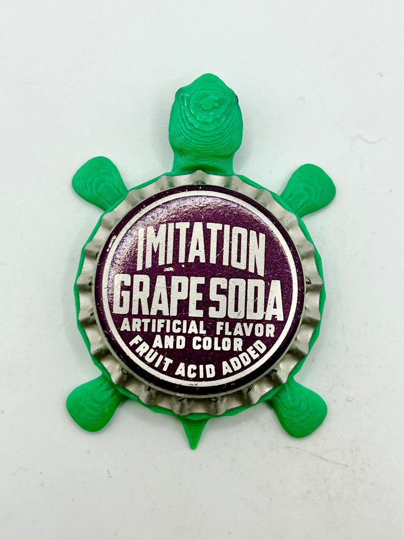 Imitation Grape Soda - Bottle Cap Magnet Turtle Shell Shocked Art