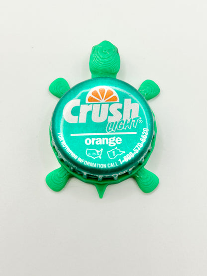 Orange Crush Light Soda - Bottle Cap Magnet Turtle Shell Shocked Art