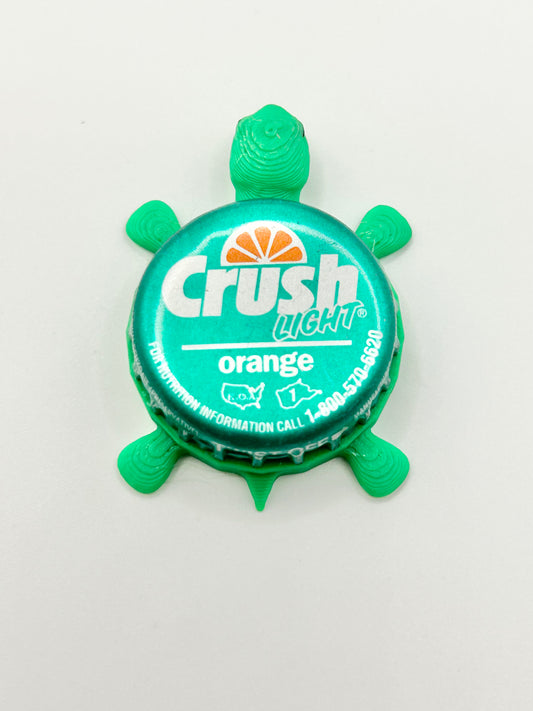 Orange Crush Light Soda - Bottle Cap Magnet Turtle