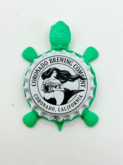 Coronado Brewing (Black and White) - Bottle Cap Magnet Turtle Shell Shocked Art