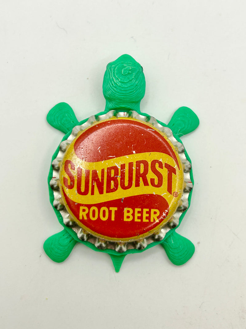 Sunburst Root Beer - Bottle Cap Magnet Turtle Shell Shocked Art