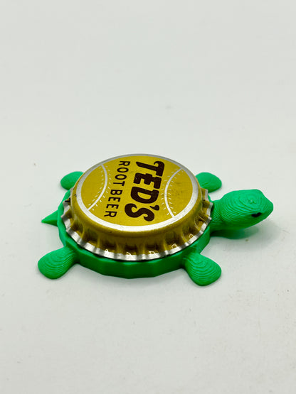 Ted’s Root Beer - Bottle Cap Magnet Turtle Shell Shocked Art
