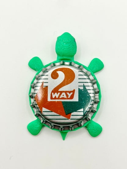 2 Way Soda - Bottle Cap Magnet Turtle Shell Shocked Art