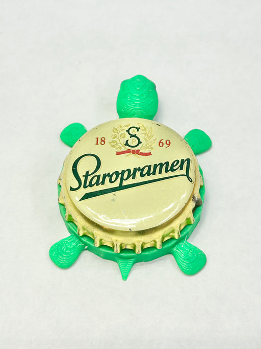Staropramen Brewery (Prague, Czech Republic) - Bottle Cap Magnet Turtle Shell Shocked Art