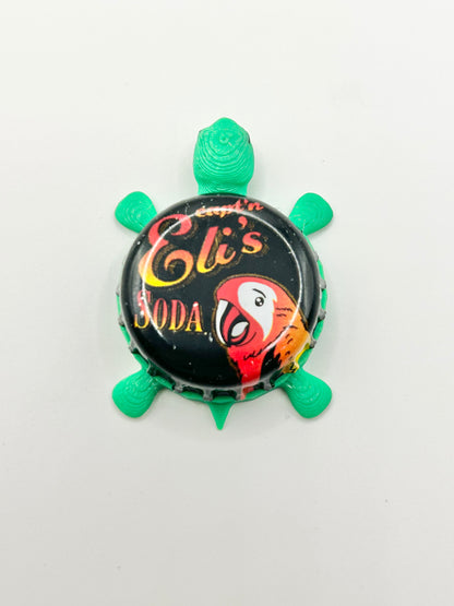 Capt’n Eli’s Soda - Bottle Cap Magnet Turtle Shell Shocked Art