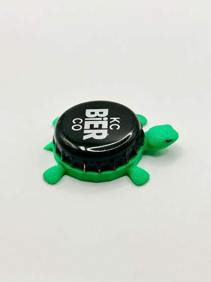 Kansas City Bier Co (Black) - Bottle Cap Magnet Turtle Shell Shocked Art