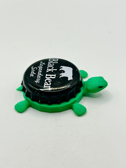 Black Bear Legendary Soda - Bottle Cap Magnet Turtle Shell Shocked Art