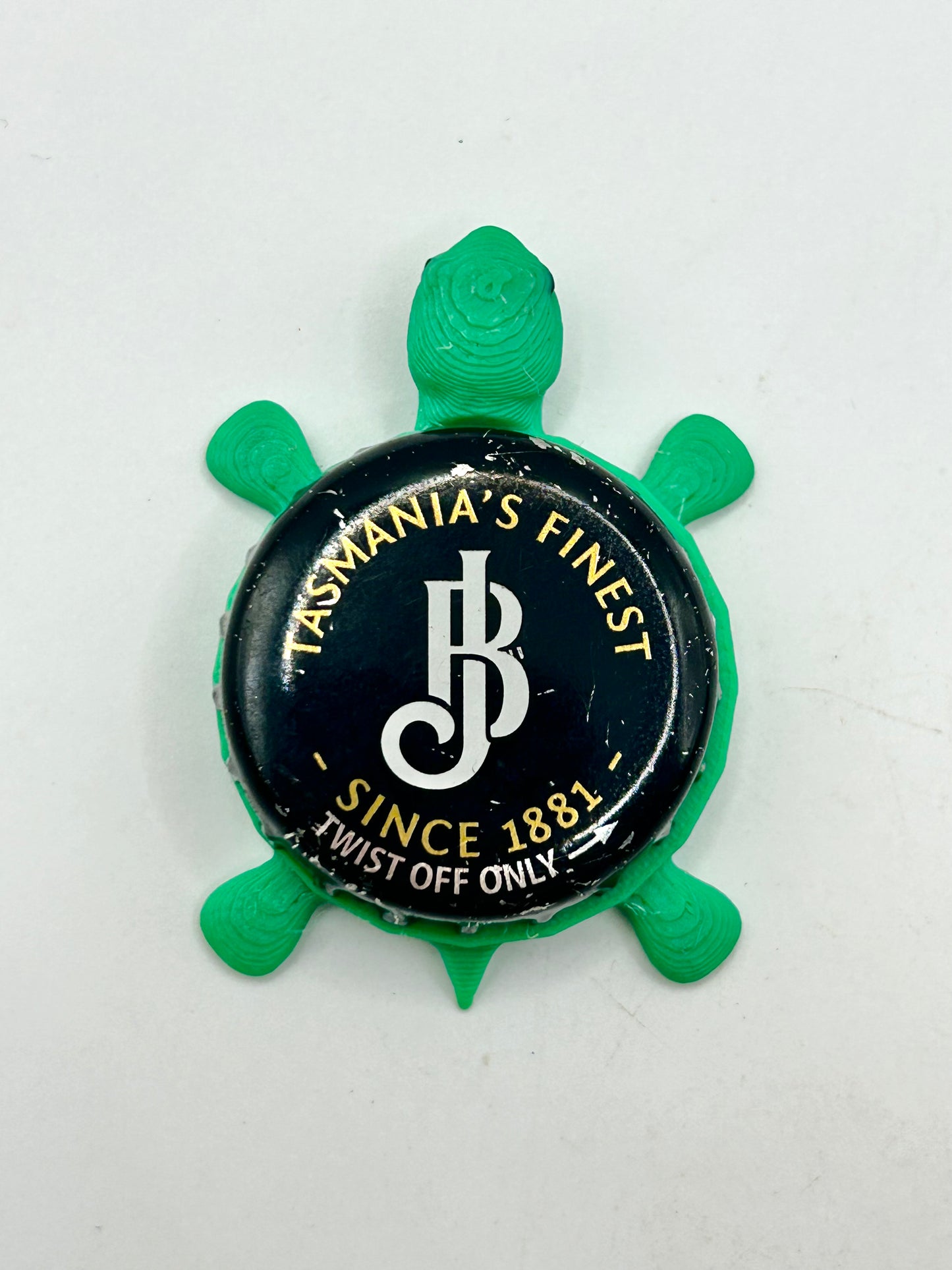 James Boag Brewing (Black) - Bottle Cap Magnet Turtle Shell Shocked Art
