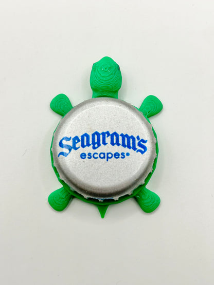 Seagrams Escapes (Silver) - Bottle Cap Magnet Turtle Shell Shocked Art