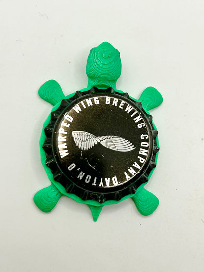 Warped Wing Brewing - Bottle Cap Magnet Turtle Shell Shocked Art