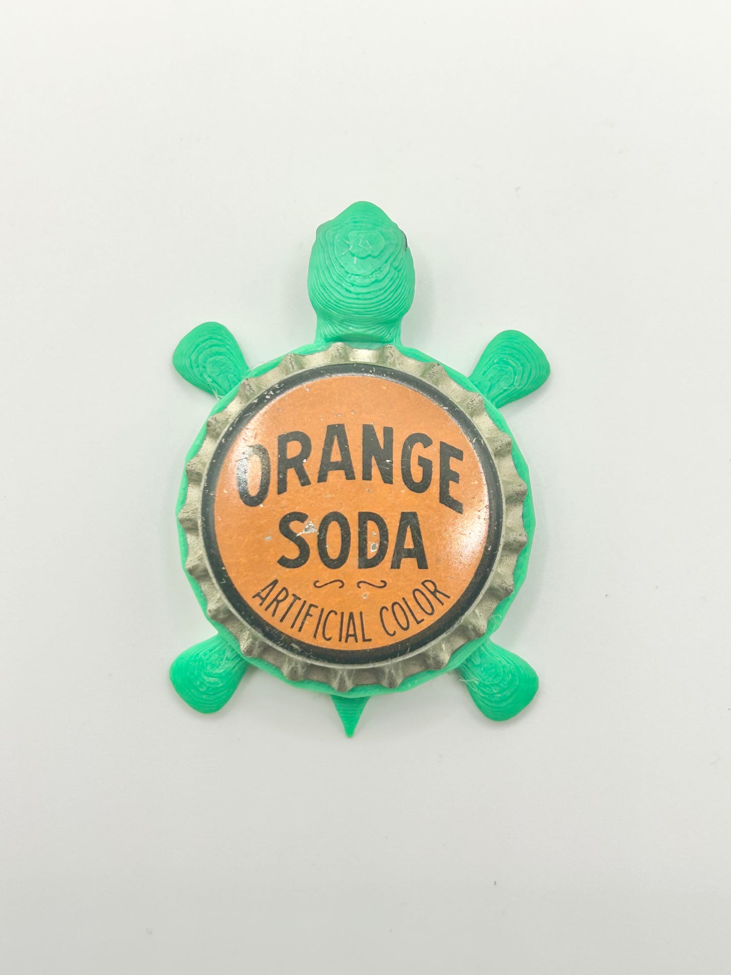 Orange Soda - Bottle Cap Magnet Turtle