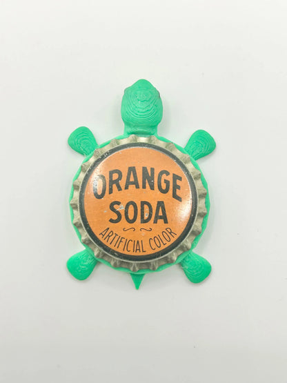 Orange Soda - Bottle Cap Magnet Turtle Shell Shocked Art