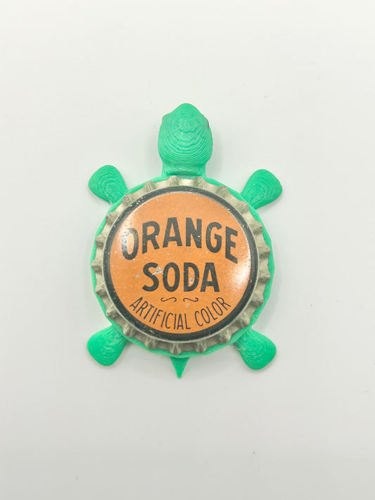 Orange Soda - Bottle Cap Magnet Turtle