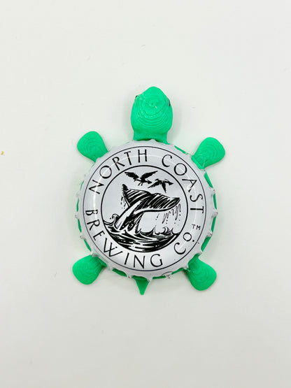 North Coast Brewing Co (Whale Tail White) - Bottle Cap Magnet Turtle Shell Shocked Art