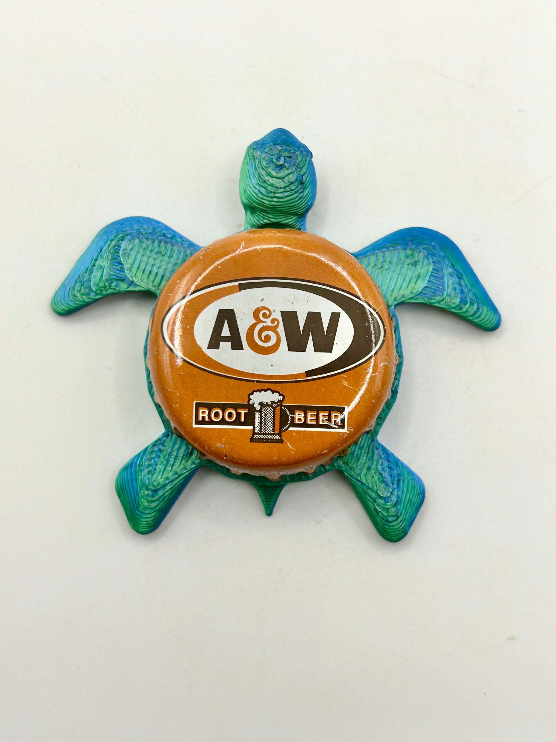 A&W Root Beer - Sea Turtle Bottle Cap Magnet Shell Shocked Art