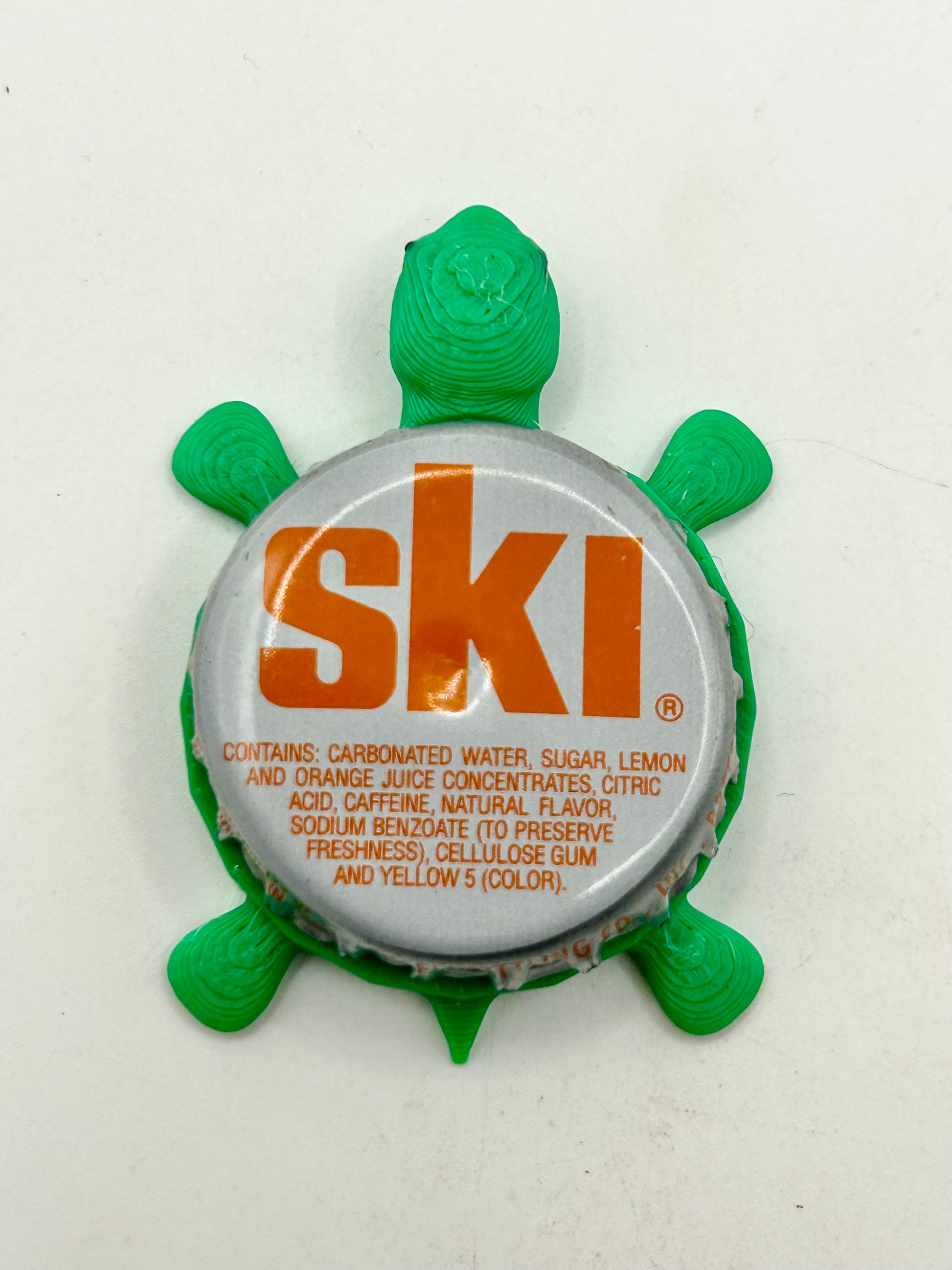 Ski (Orange Text) - Bottle Cap Magnet Turtle Shell Shocked Art